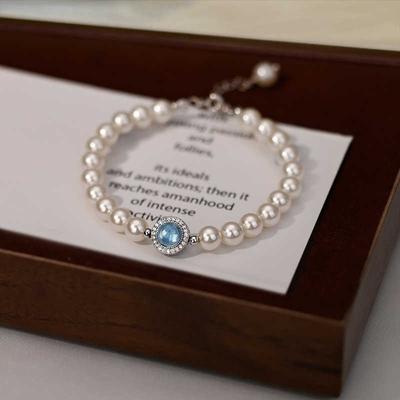 Pulseira de Pérolas Moda Feminina Luxo Leve Exquisita Estilo Ins Pulseira de Pérolas de Água Doce Mulher