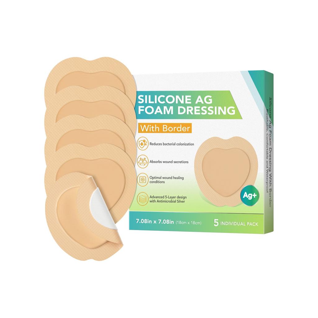 Silicone Super Absorbent Wound Dressing 5 Packs, For Postoperative  Wounds, Bedsores, Pressure Ulcers, Self-adhesive Bandages