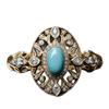 Elegant Eco-friendly Gold-Plated Women's Ring with Turquoise Inlay - Hot French Jewelry Trend