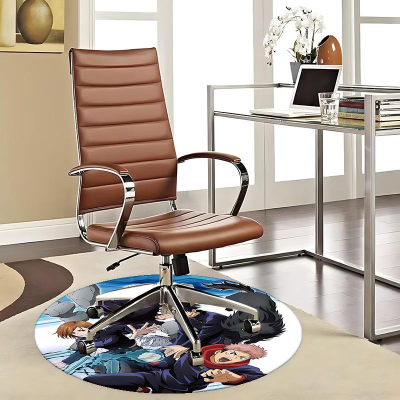

1pc Anime Cartoon Design Round Carpet Office Chair Mat, NonSlip Rug for Home Decor, Living Room 80cm