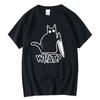 Men's T-shirt High Quality 100% Cotton Knife Cat Print Men T Shirt Casual Loose Men Tshirt O-neck T-shirt Men Tees Tops
