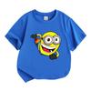 Cartoon Funny Yellow Round Face Character Print Kids 100% Cotton T-Shirt Boys Girls Crew Neck Short Sleeve Casual Lightweight Tee for Daily Wear Outdo