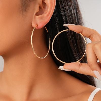 Smooth Geometric Round Silver Needle Stud Earrings, Metallic Sense, Fashionable and Versatile Temperament Earrings