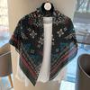[Variety sunscreen shawl retro printed square scarf women's summer silk cotton silk scarf