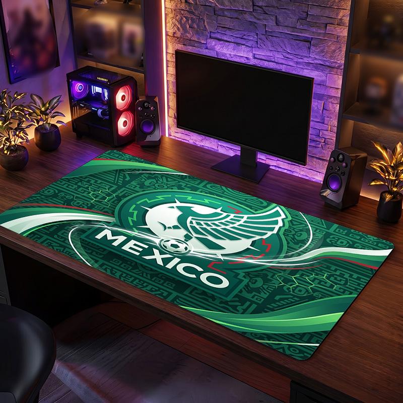 Mexico footbal Crest Mouse Pad, Extended Non Slip Rubber Desk Mat for Gaming Office Laptop Fan Gift