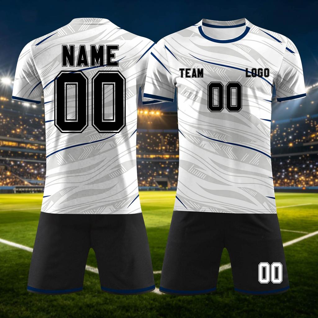 Customizable DIY Sports Jersey Set with Personalized and Number for Team Training or Short Sleeve Top and Shorts Suitable for Adults and Youth
