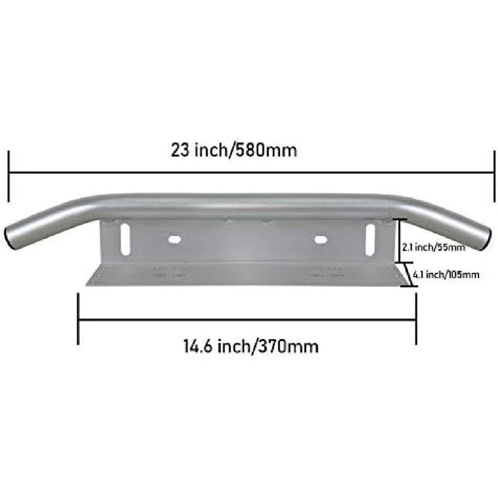 SKYWORLD 22.8 Inch Bull Bar Aluminum Alloy Front Bumper License Plate Mount Bracket Holder For Daytime Running Light Offroad LED Light Bar,Silver