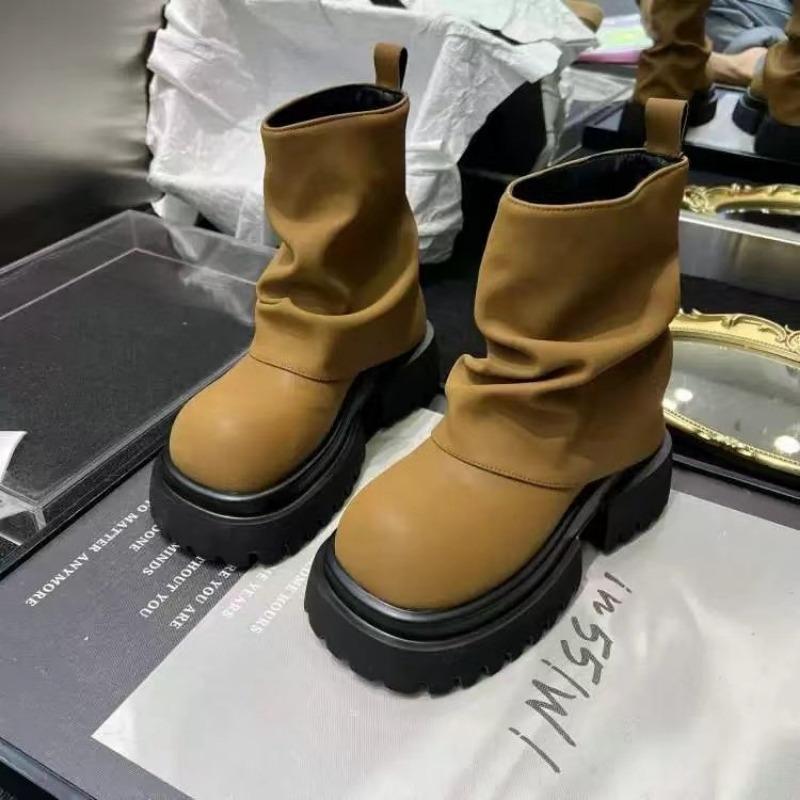 Mode 2024 Nouvelles Bottes Pantalons d'Hiver pour Femmes Bottes Montantes à Semelles Épaisses Bottes Rétro Chaussures pour Femmes Mode et Confortables