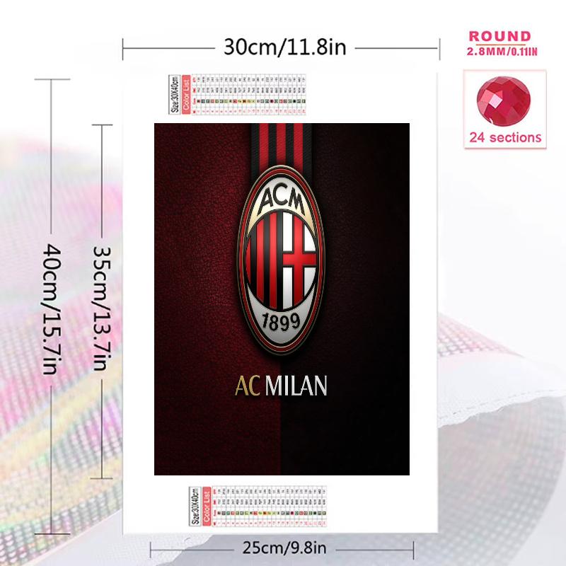AC Milan 100% Round Full Drill 5D DIY Diamond Painting Embroidery Cross Stitch Rhinestone Décor