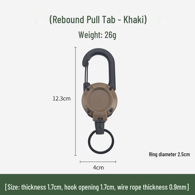 Outdoor Camping Tactical Easy-Pull Telescopic Keychain with Multi-Function Rebound Anti-Lost Wire Rope.
