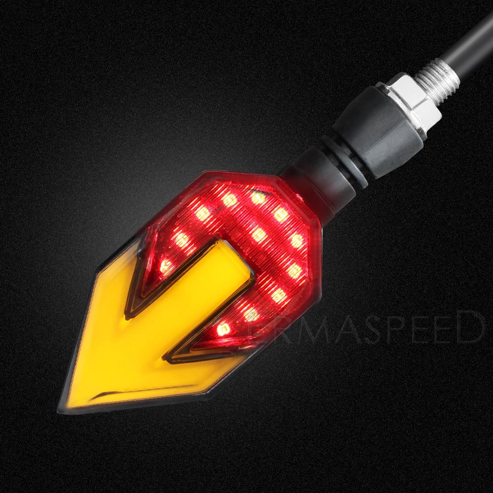 12V Motorcycle Flasher LED Blinker Motorbike Accessories Flowing Amber Turn Signals Indicator for Motocross Dirt Bike