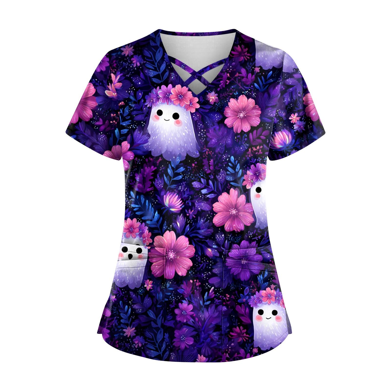 

Женский топ с коротким рукавом и V-образным вырезом, принтом и карманом Dry-nurse XL