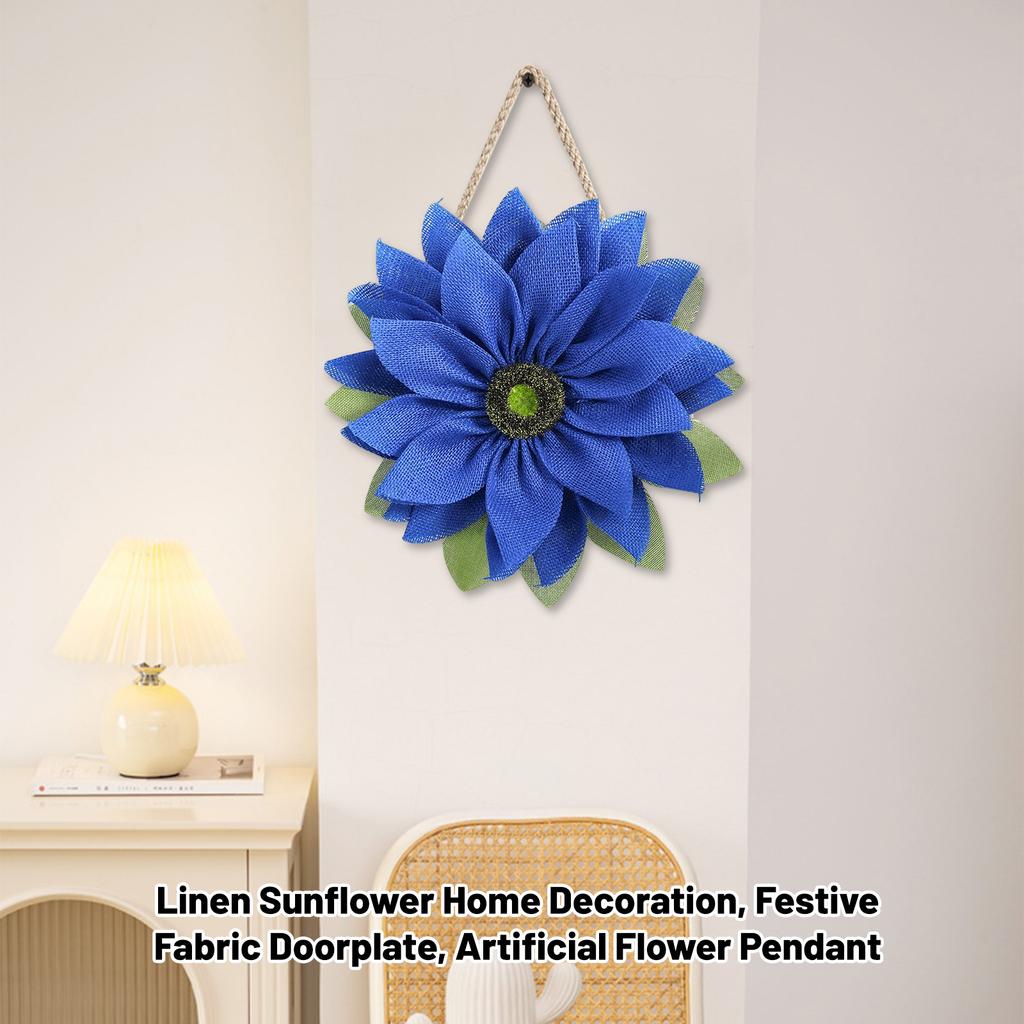 Linen Sunflower Home Decoration, Festive Fabric Doorplate, Artificial Flower Pendant