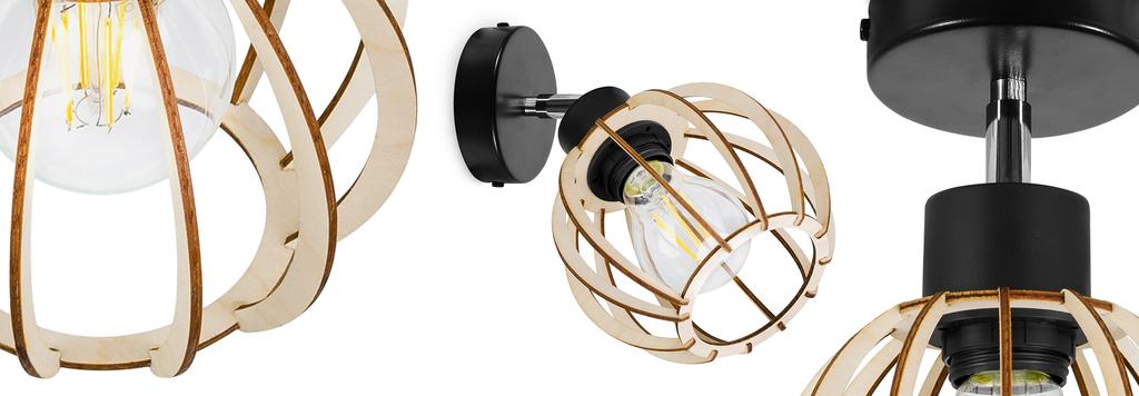 MODERN LED WOODEN BALL CEILING LAMP