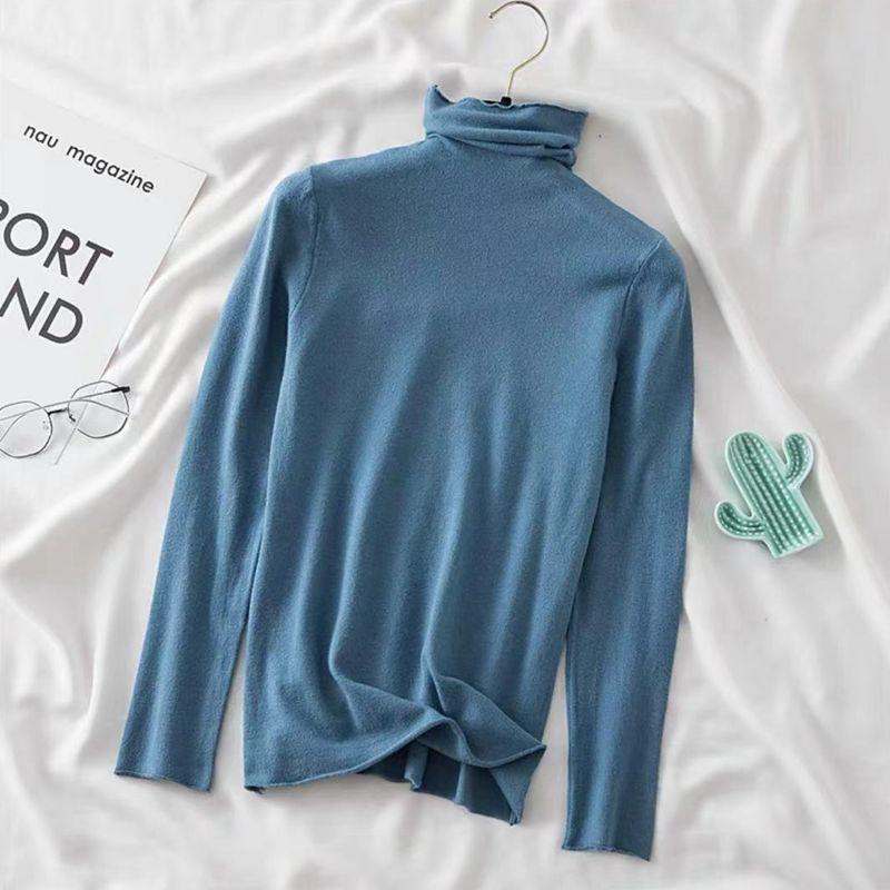 Dalang Knitwear Women's Slim Fit Turtleneck Sweater - Long Sleeve Solid Color Base Layer for Autumn/Winter