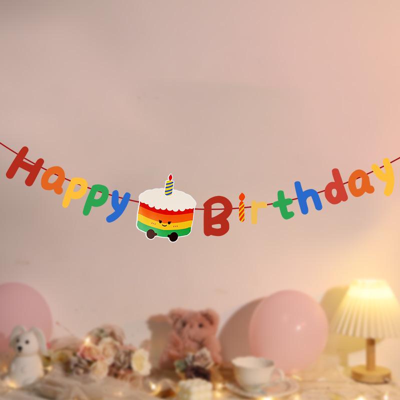 Colorful Cartoon Happy Birthday Banner for Kids' First Birthday Party Decoration