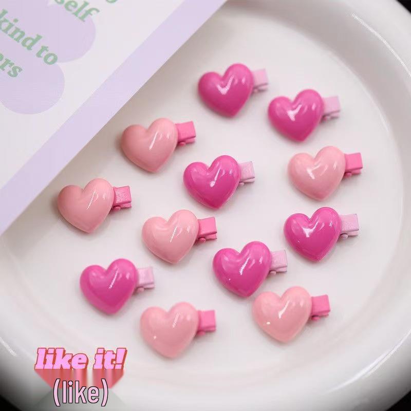 Pink Heart Hair Clip for Women - Small, Cute Side Bang Accessory