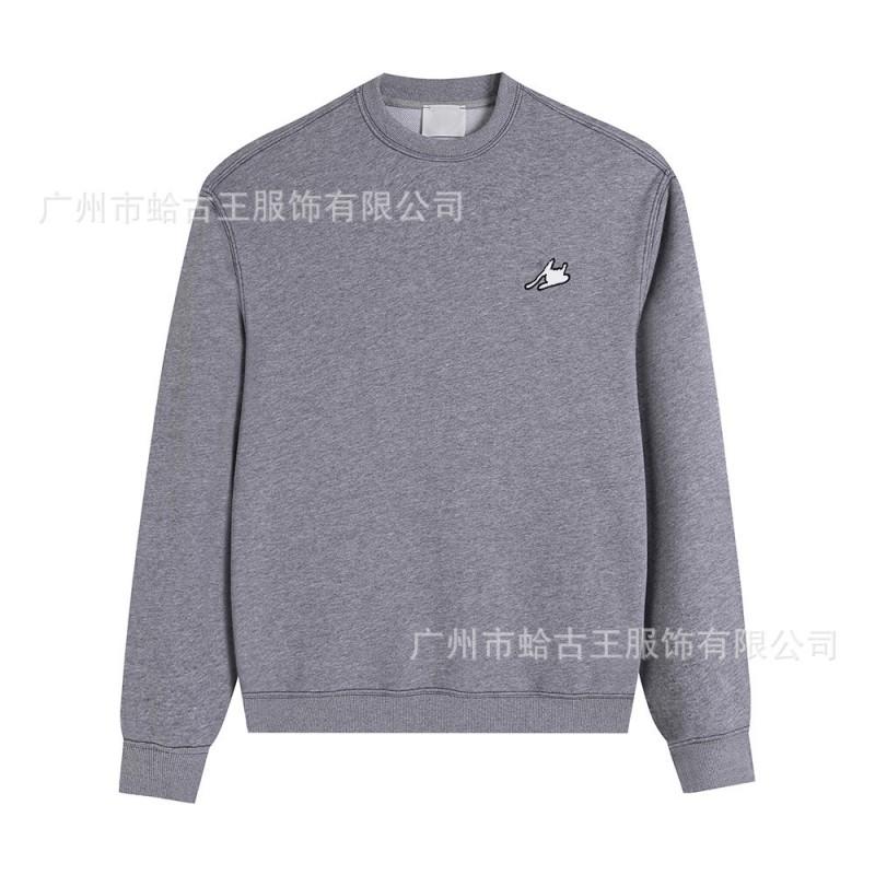 Unisex Oversized Crewneck Sweatshirt With Embroidered Letter Detail Fall Winter Cotton Blend Pullover Teens Adults