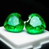 16 Ct Pair Natural Heart Emerald Green Shape Loose Gemstone CERTIFIED E-8hh 002