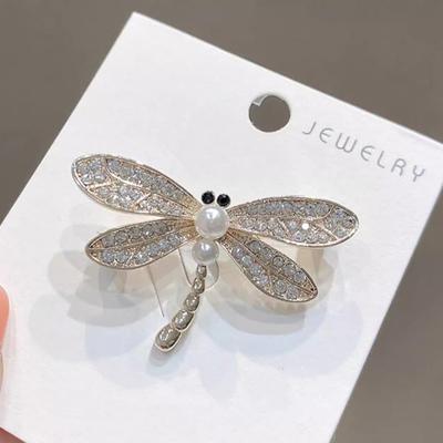 Vintage Shinny Perle Libelle Broschen Für Frauen Kleid Seide Schal Insekt Corsage Pins Schmuck Zubehör