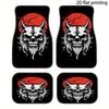 4 Stück Auto-Fußmatten, Rotes Rissiges Totenkopf Dämonenmuster, Material, Universelle Passform, Verschleißfest, Auto-Dekorationszubehör, Waschbar,