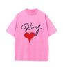 2025 Summer 100% Cotton Washed Old Craft Oversized T Shirt Big Size O-neck Oversized Men T Shirt King Letter Printing