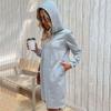 YYFS Women's Fashion Casual Solid Color Stripe Print Autumn Winter Long Sleeve Hooded Sweaters Dresses