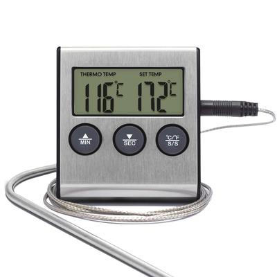 Kitchen Instant Read Meat Thermometer, Digital Thermometer And Timer Clock With Stainless Steel Food Probe For Candy, Cooking, Oven, Bbq