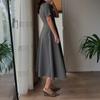 Temperament and Elegant Short-sleeved A-line Long Skirt Dress for Women's Autumn and Winter 2025