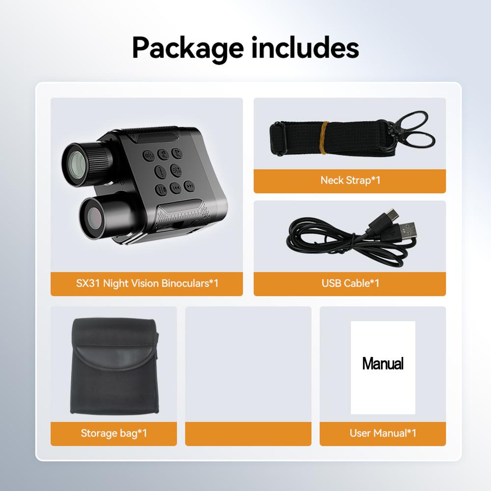 

2025 New 1080P Night Vision Binoculars Video Recorder 8X Digital Zoom 800m Range Infrared WiFi Telescope for Hunting Camping