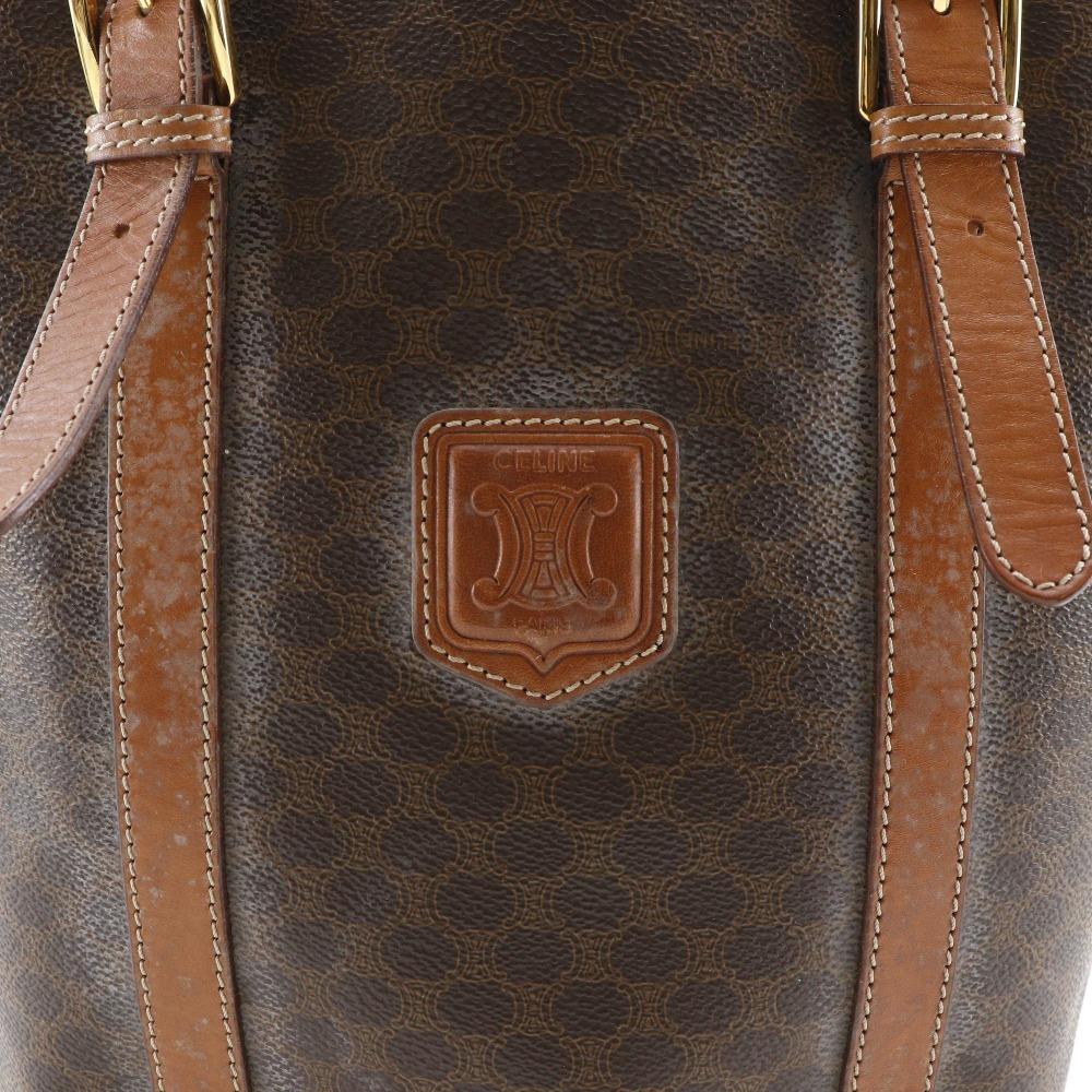 CELINE Old Celine Tote Bag Macadam Pattern vintage Brown PVC Women Used