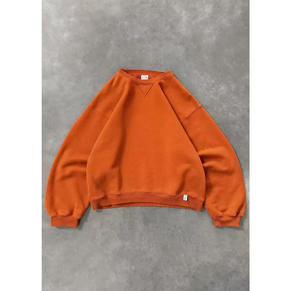 

Новый простой пуловер Мода Харадзюку Уличная одежда Однотонная толстовка с круглым вырезом Свободные повседневные топы XXXL оранжевый