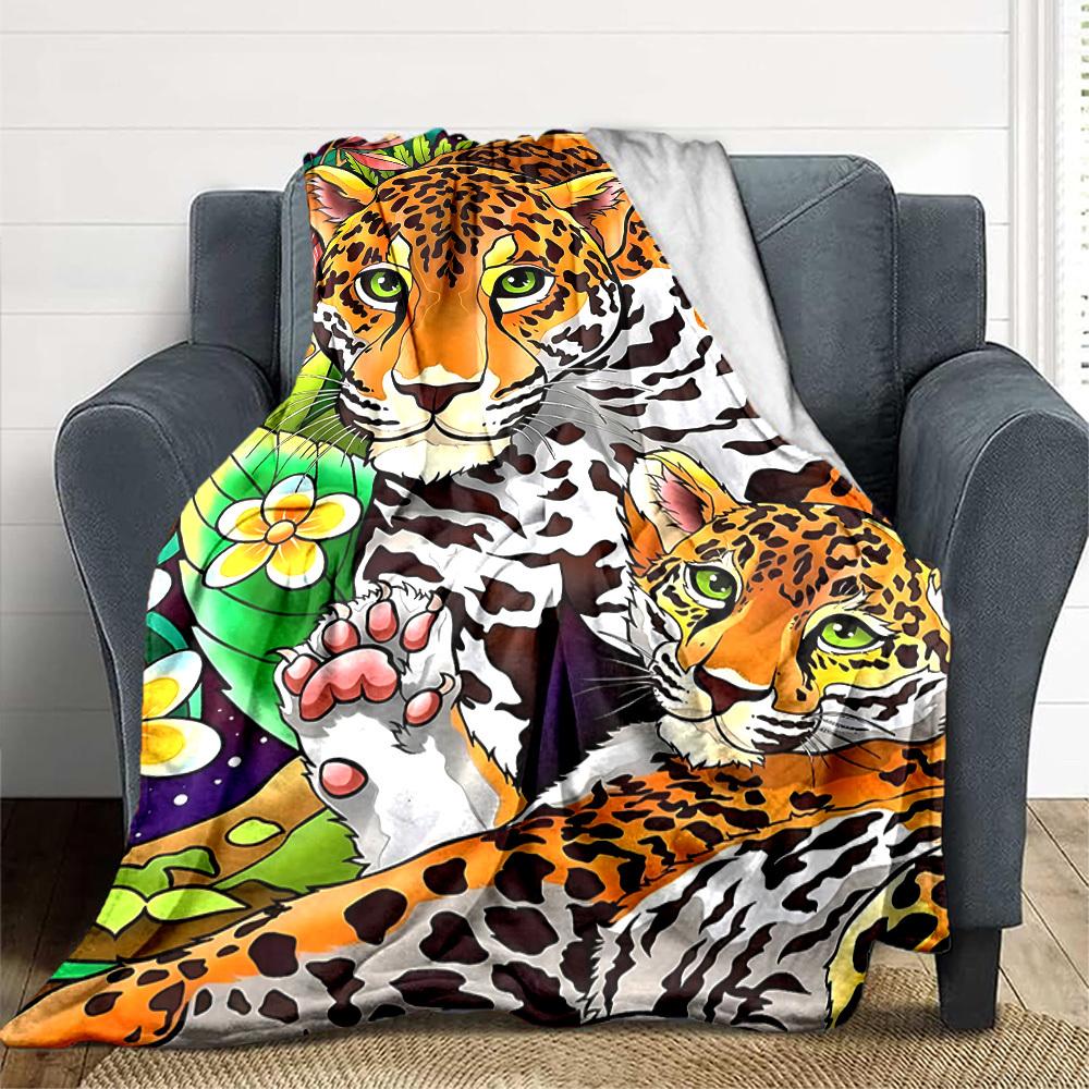 1PC Leopard Print Blanket, Throw For Sofa, Bed, Travel, Camping, Livingroom, And Bed, Printing Blanket With Soft And Warm Fabric Yy250918148
