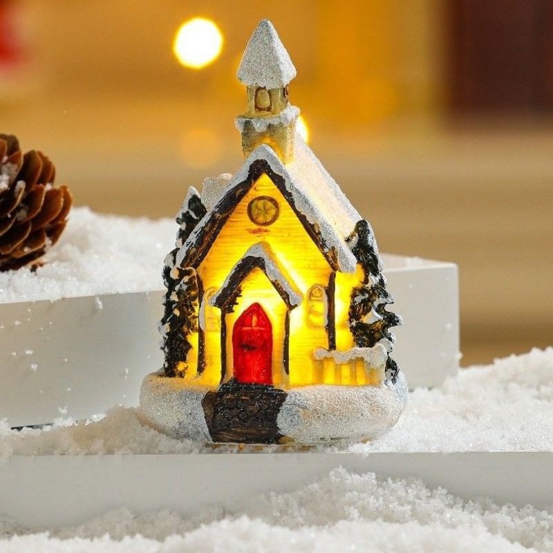 Christmas micro landscape mini luminous small house tabletop ornament Christmas tree ornament children's small gift