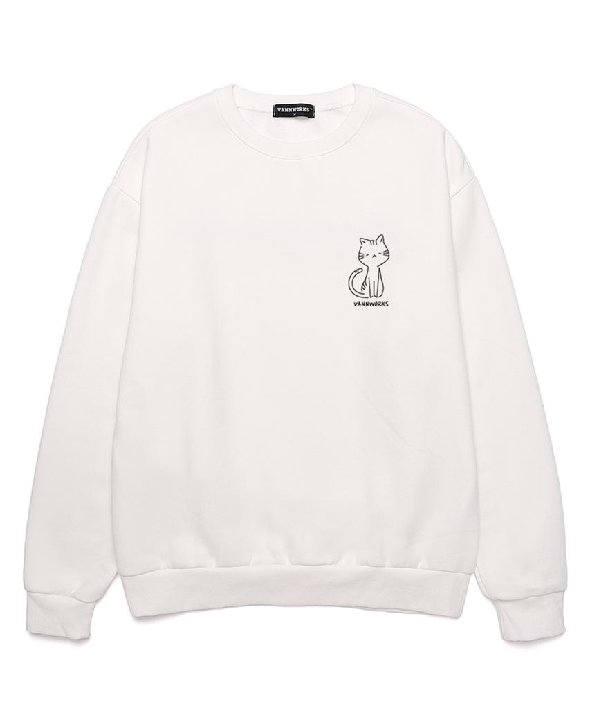 VANNWORKS Cat Oversized Sweatshirt (Vls0002) White (Type A)