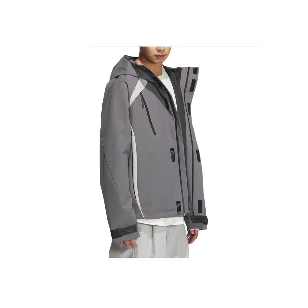 Adidas SS25 Minimalist Brand Logo Water-Resistant Casual Loose-Fit Hooded Woven Jacket Men Jacket Gray KA2430