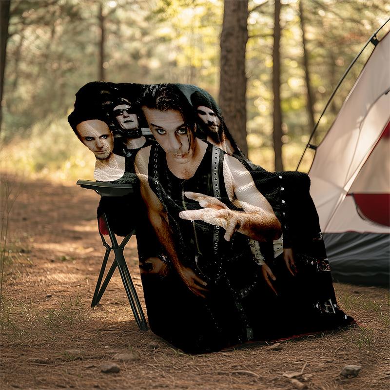 1pc Rammstein2 Theme Blanket - Digital Print, Polyester, Cozy for All Seasons, Perfect for Outdoor, Camping, and Travel