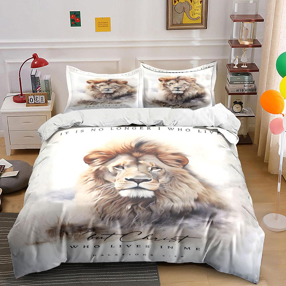 

Majestic lion with text. Bedding sets Duvet cover sets Duvet covers Pillowcases(1 * Duvet Cover 2 * Pillowcases without duvet insert) 135x200cm
