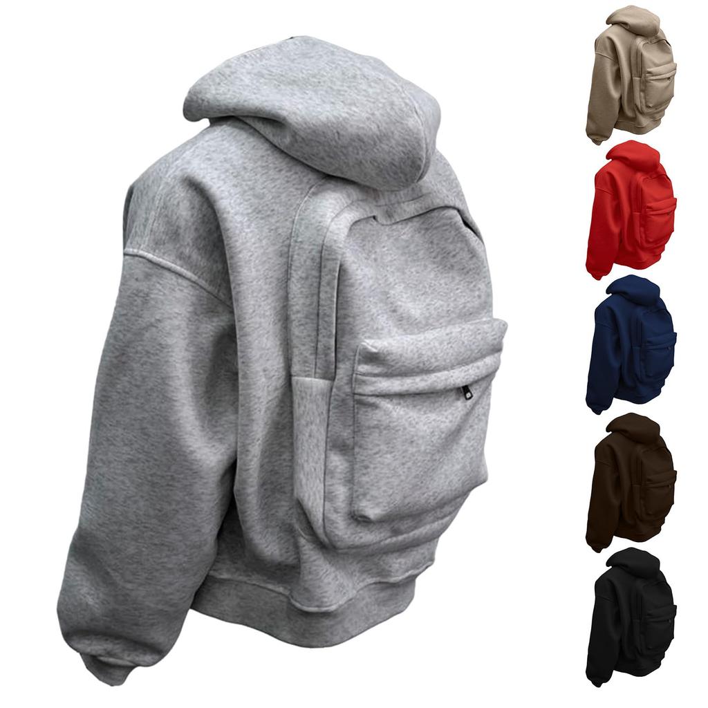 Pánská kreativní cestovní mikina s batohem Lehká mikina s kapucí na zip Ležérní univerzitní pulovr