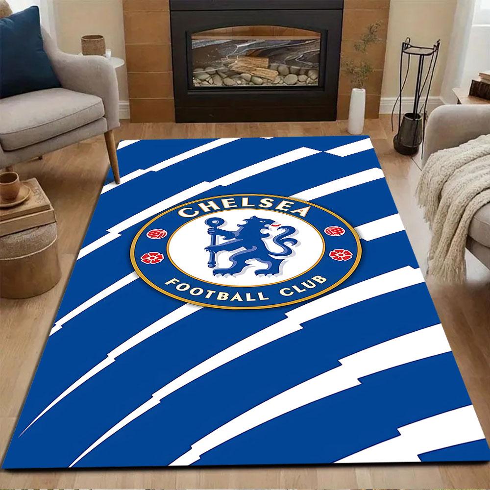 Chelsea FC Logo on Blue Background Patterned carpet, non slip mat suitable for living room and bedroom sofas