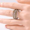 Sparkling Inlaid White CZ Women's Ring Trendy Two Color Geometry Daily Wear Party Jewelry Anniversary Gift