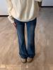 High-Waisted Stretchy Micro-Flare Jeans for Pear-Shaped Women In Deep Blue