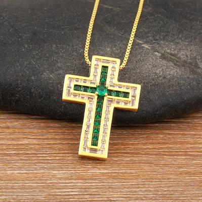 Nidin Classic Cross Pendant Chain Necklace for Women Men 3 Colors Dazzling Crystal Jesus Crucifix Neck Jewelry Gift Wholesale