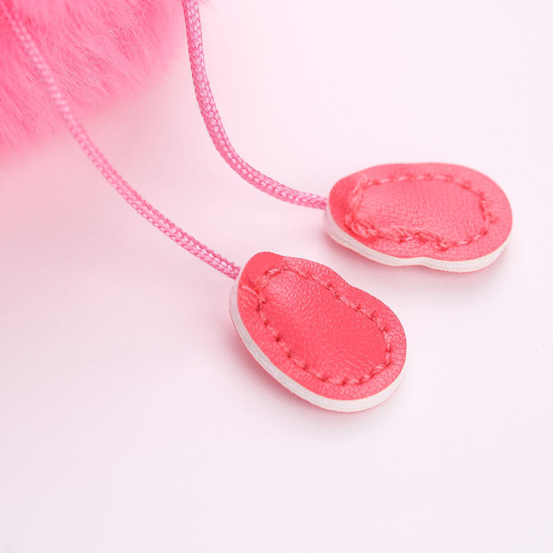 Cute Fluffy Pompom Flamingo Plush Toy Fur Fake Rabbit String Pendant Rope Plush Doll Toys Decor Gift Toy Bag Pendant Toy