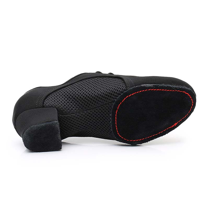 3.5cm Heel Women Soft Sole Latin Dance Shoes Suede Sole Spring Summer Black Breathable Dance Shoes