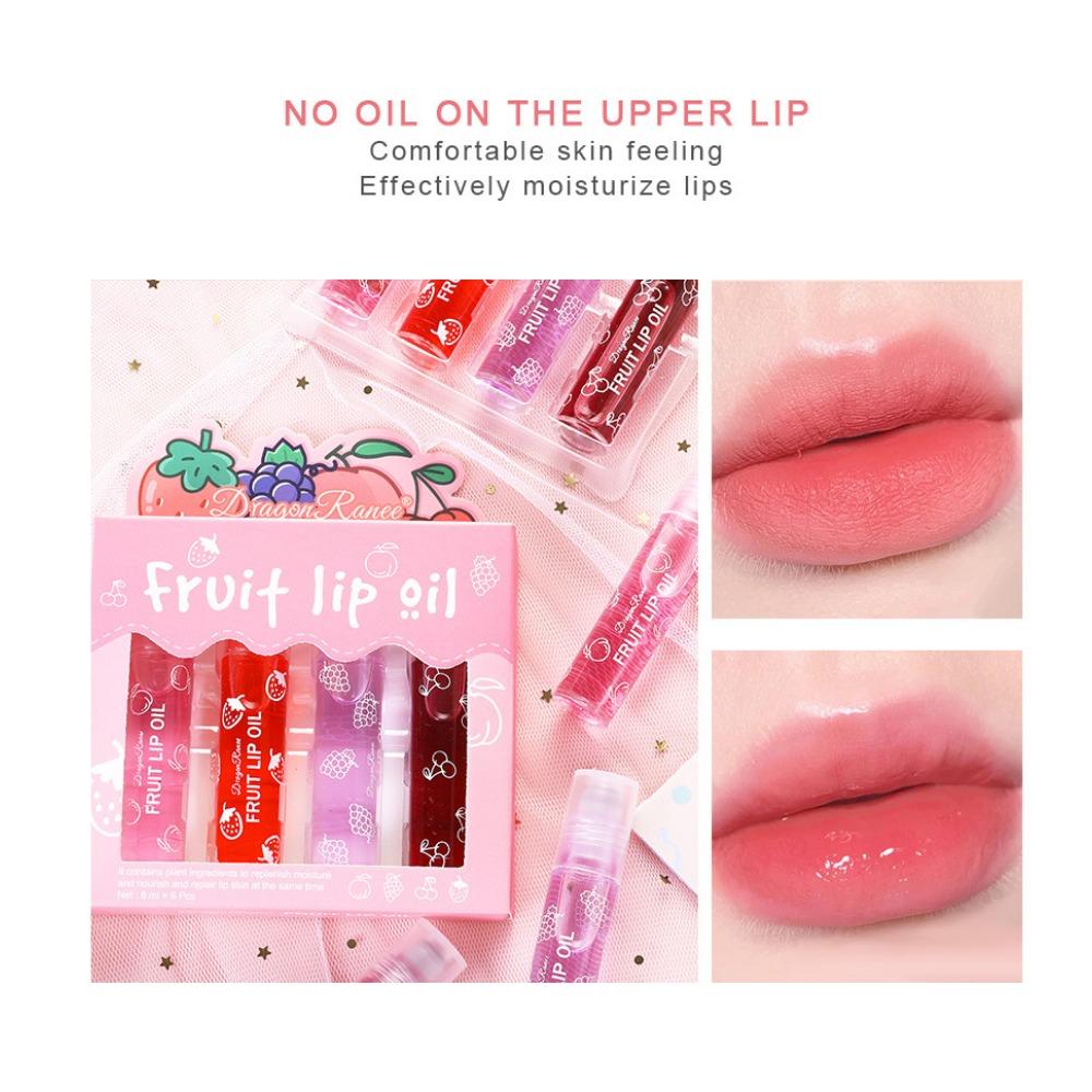 Lip Oil Four Sets of Boxes Moisturizing and Moisturizing Fluid, Water Supplement, Roller Mouth Oil, Dry Cracks, Colorless TransparencyMakeup