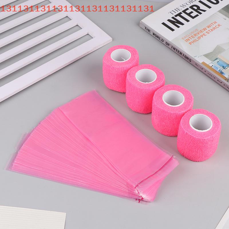 100Pcs Tattoo Machine Covers with Tape Wrap Large Pen Bags And 4Pcs Grip Wrap Combination Pen Sleeves for Tattoo Artists