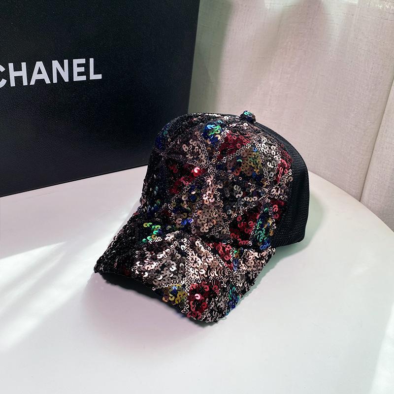 

Trendy hat women s spring and summer new sequined cap women s mesh visor sun hat baseball cap one size fits all чёрный