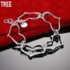 925 Sterling Silver Hollowed-out Heart Side Chain Beautiful Bracelet Gift Jewelry