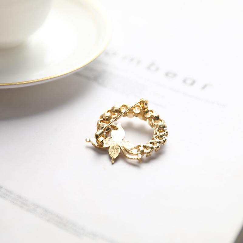 Pearl And Rhinestone Circle Brooches Trendy Elegant Butterfly Brooch Pins Gifts